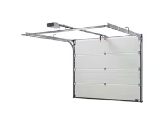 they basically roll into a track that sits on the garage roof like this: